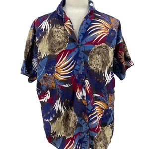 Vintage Just 4 Inc Men's Button Down Multicolor Animals Safari Shirt XL 90's